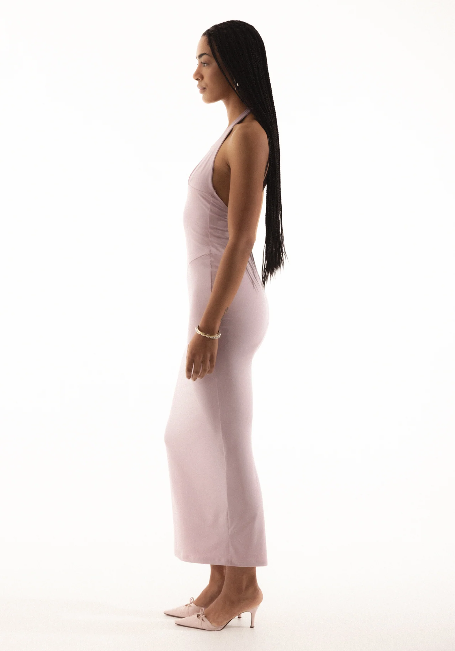 Aphrodite Halter Maxi Dress in Pearl Pink - Image 3