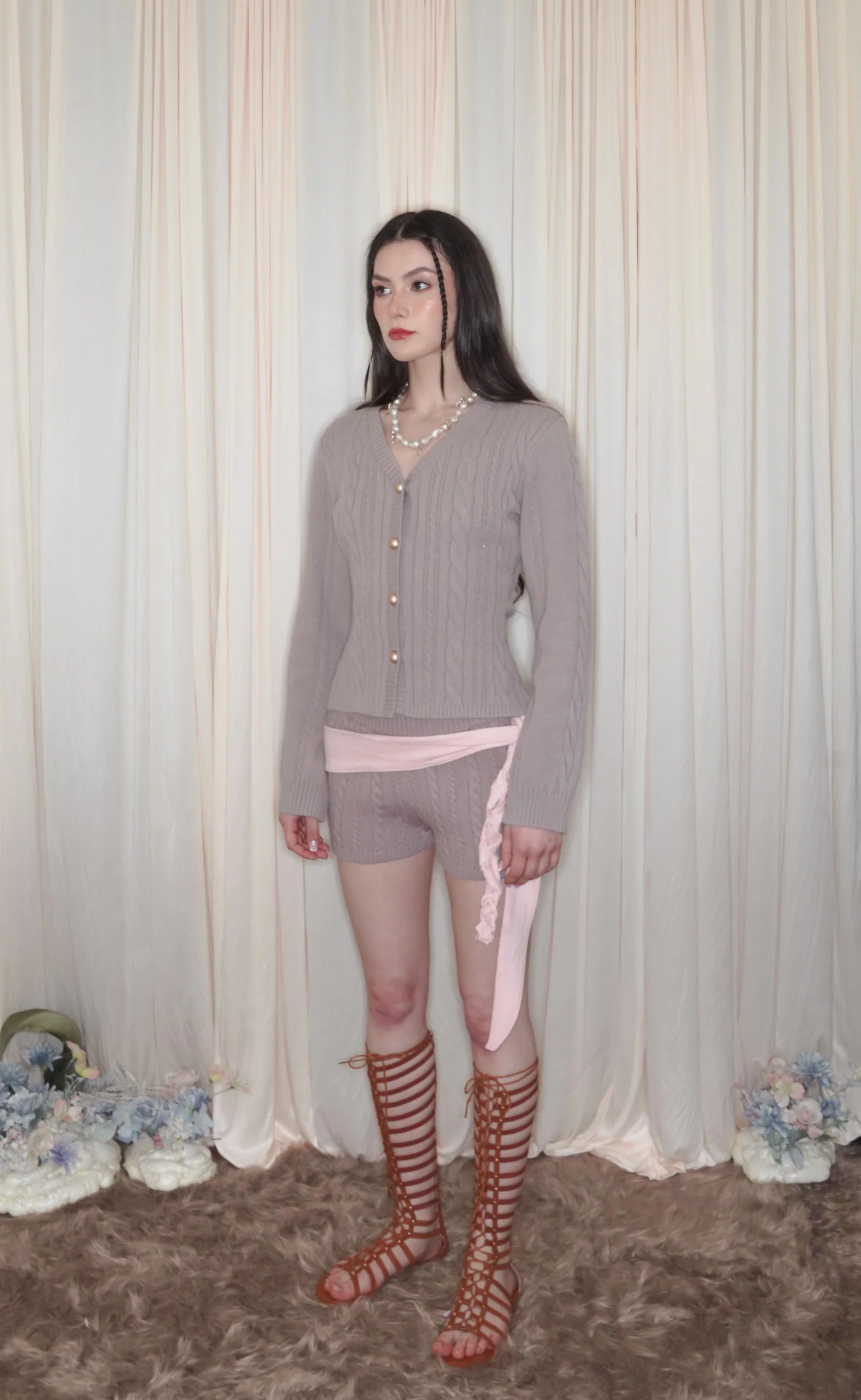 ARTEMIS MAUVE KNIT SHORTS - Image 3