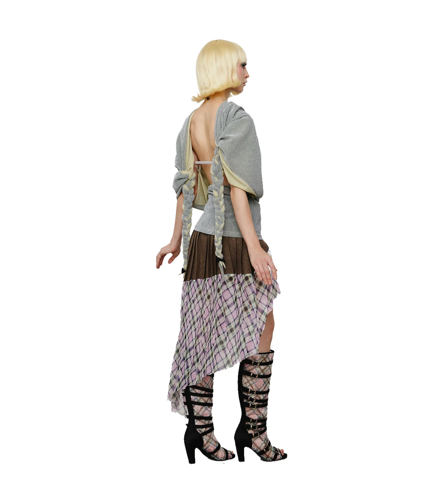 Asymmetrical organza pleated skirt lucid - Image 3