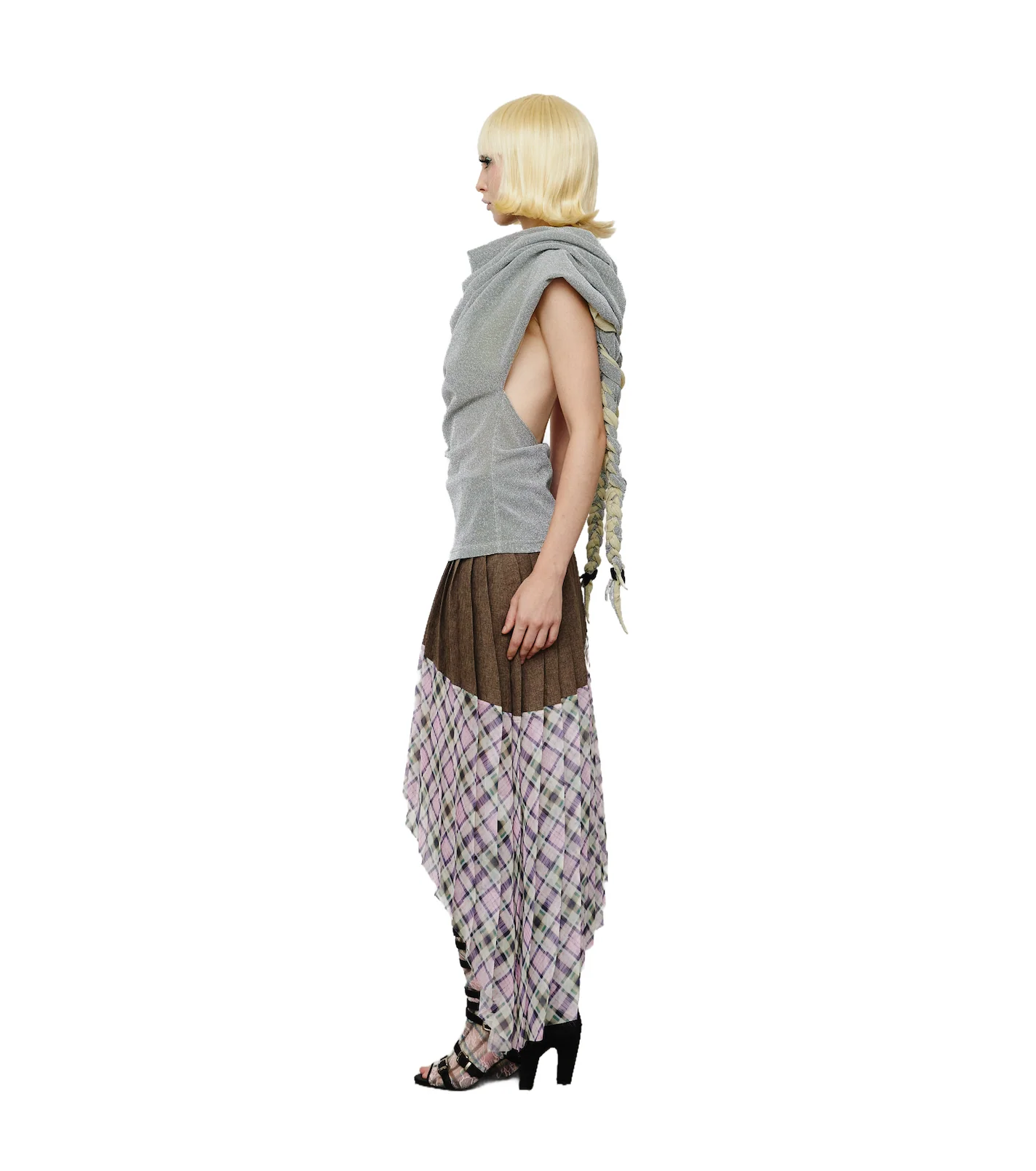Asymmetrical organza pleated skirt lucid - Image 5
