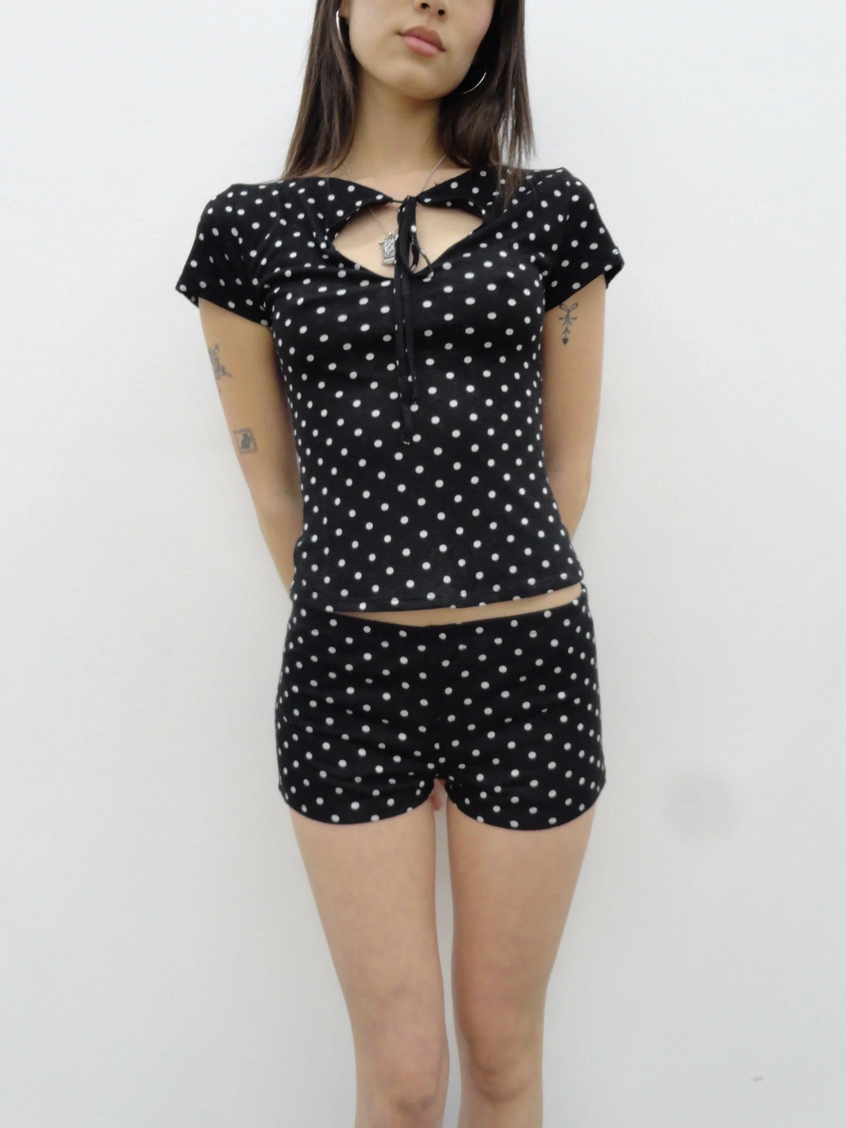 Cleo Keyhole Top in Black Polka Dot - Image 4