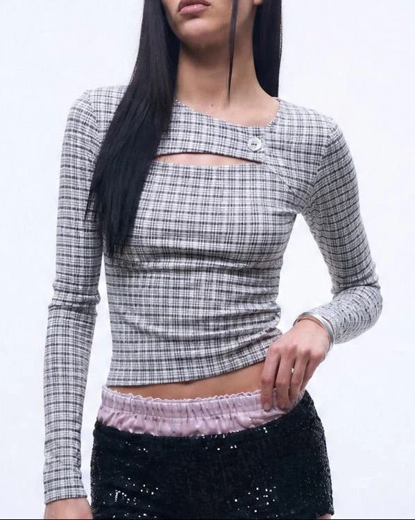 KEY LONG SLEEVE IN GRAY PLAID
