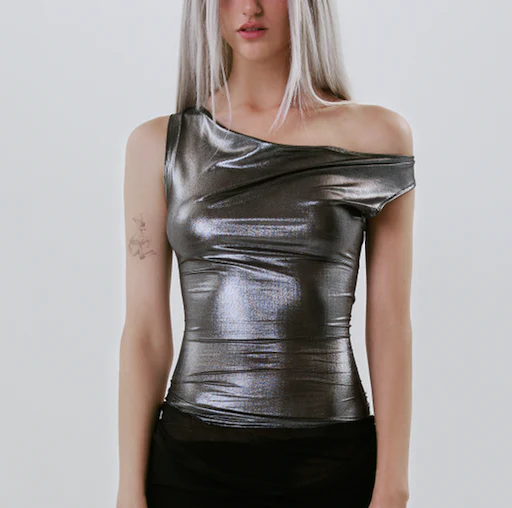 Metallic Black Ida Top