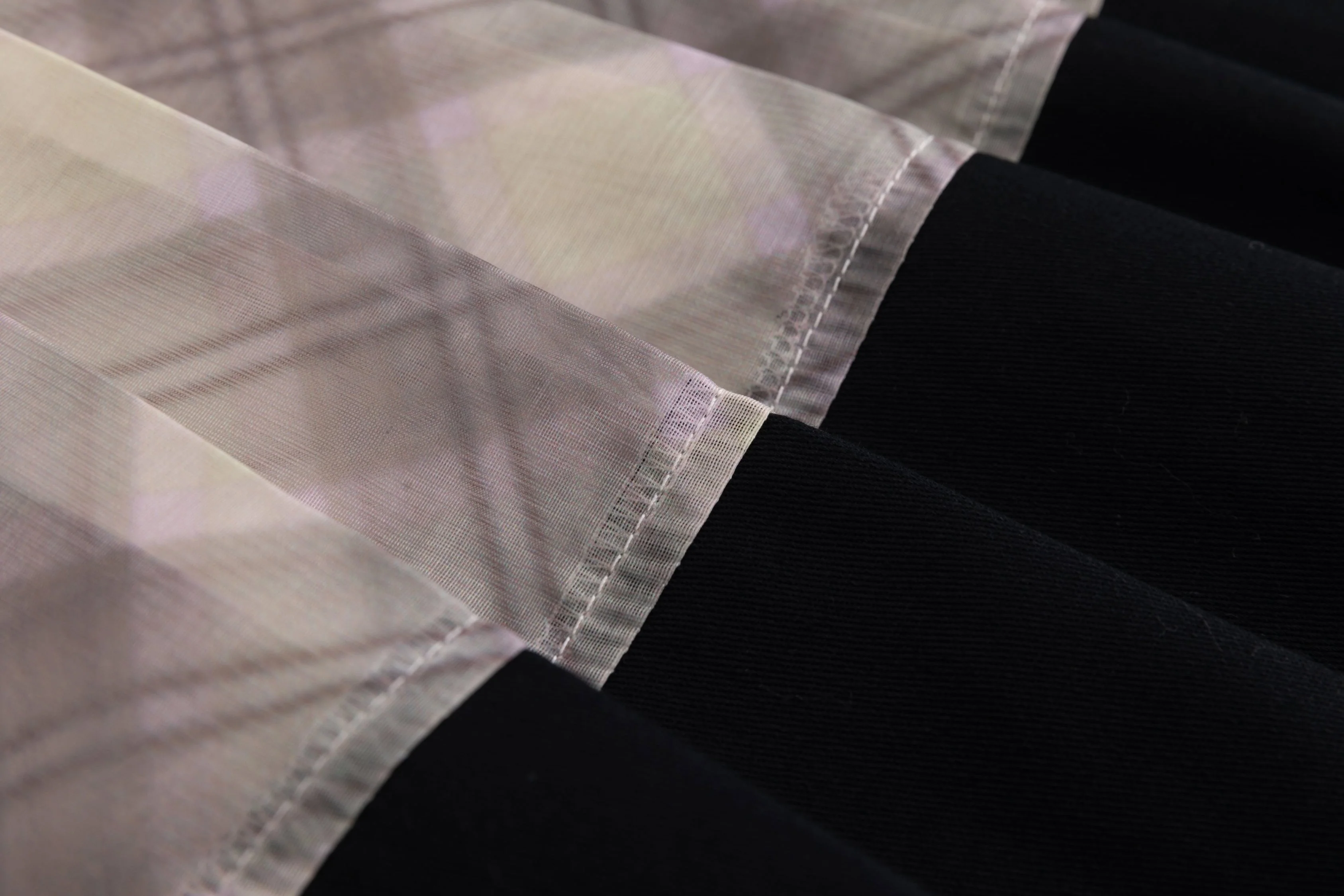 Patchwork Organza Pleated Midi Skirt Black Porcelain - Image 9