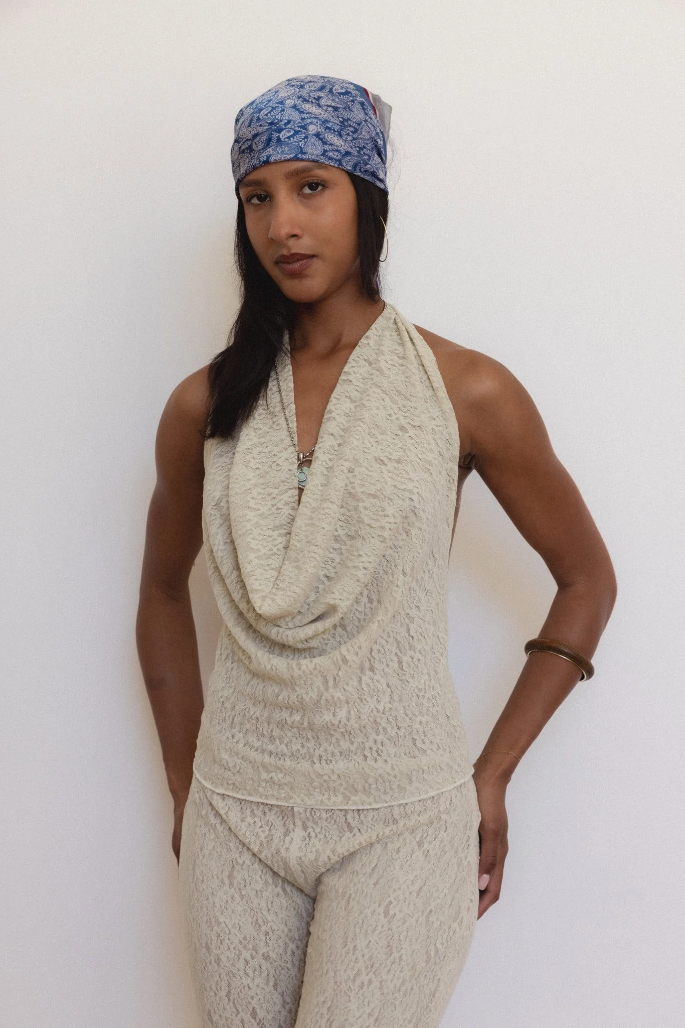 Psyche Top in Sandstone Lace
