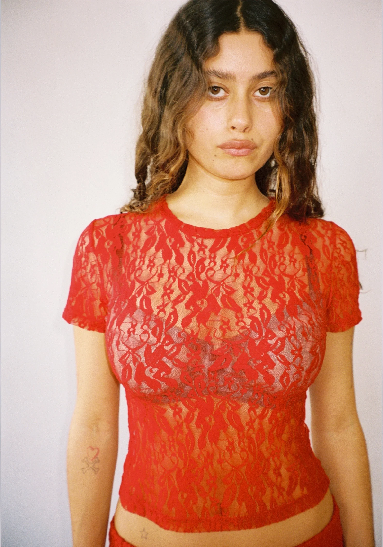 Thalia Baby Tee in Cherry Lace - Image 3