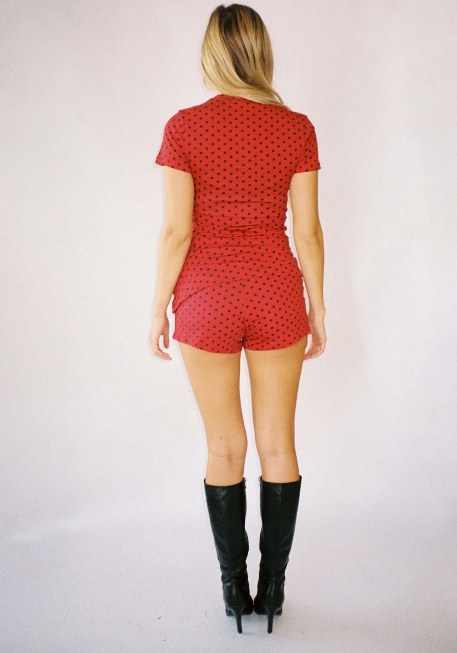 Thalia Baby Tee in Red Polka Dot - Image 4