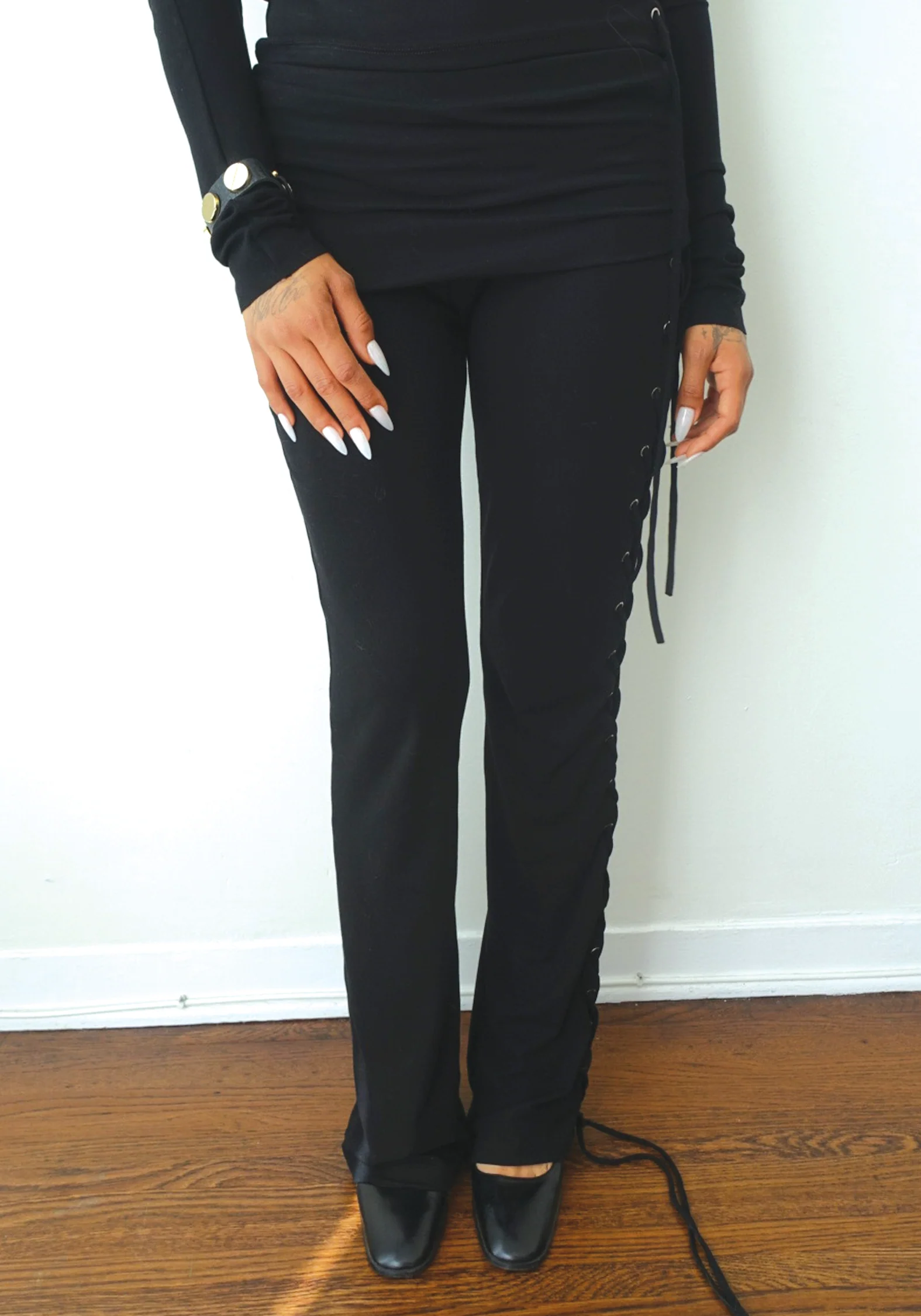 Thalia Lace Up Pant in Midnight - Image 4