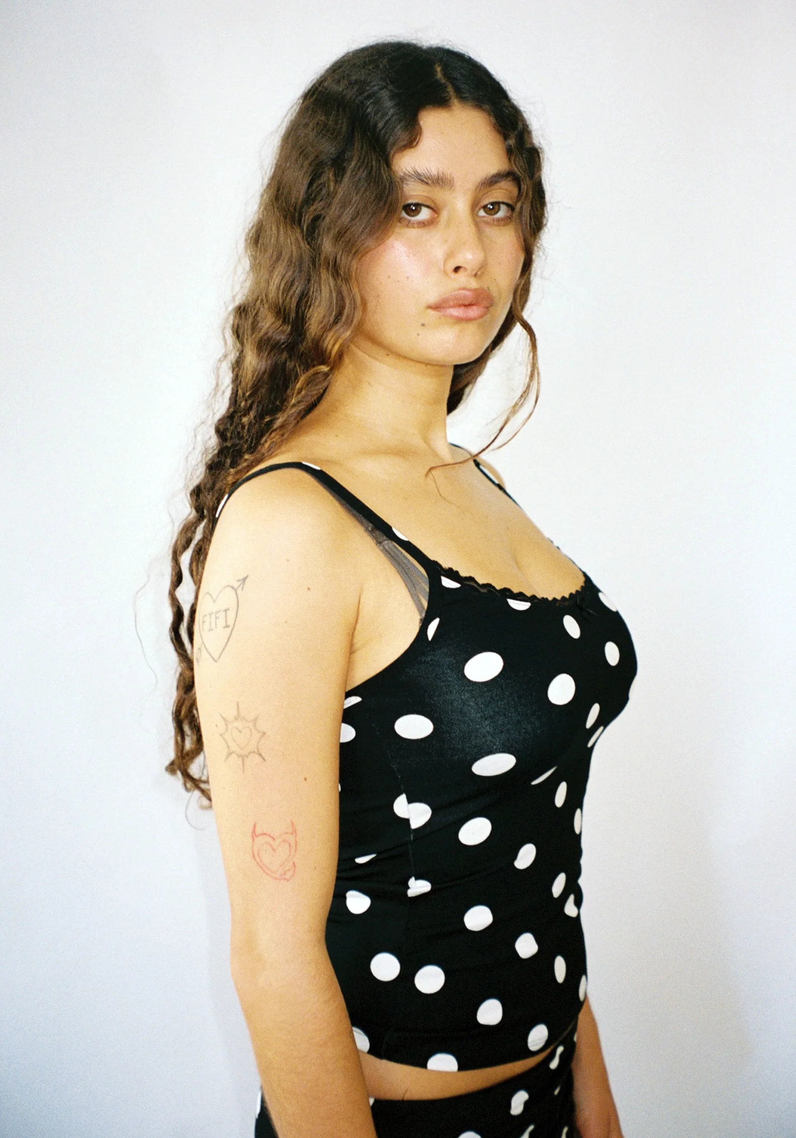 Thalia Tank Top in Black Polka Dot - Image 3