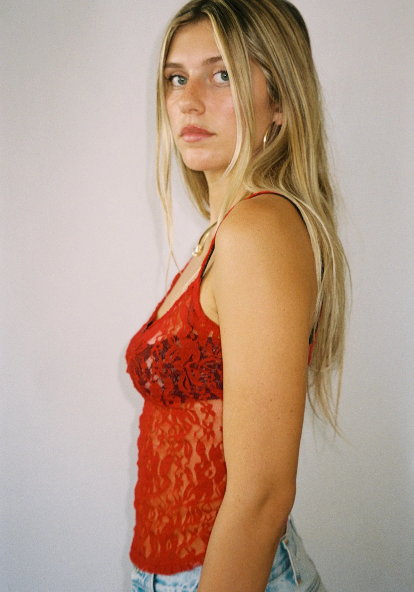 Thalia Tank Top in Cherry Lace - Image 2